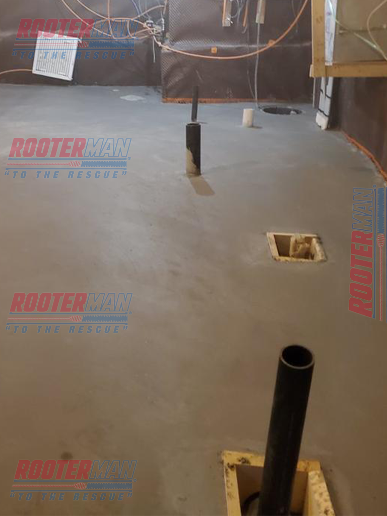Basement waterproofed in Toronto with concrete floor finished